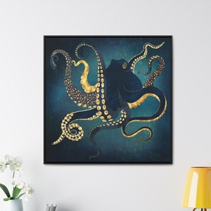 Metallic Octopus IV by SpaceFrog Designs, Abstract Octopus Art, Abstract Ocean Art, Underwater Art, Octopus Wall Art, Square Wall Hanging