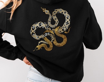Unisex Snake Embroidery Detailed Gray Hoodie - Custom Design