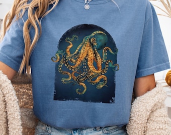 Ocean Octopus Graphic Tee - Marine Life Sea Creature T-Shirt, Nautical Wildlife Lover Top