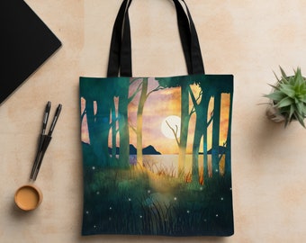 Fall Tote Bag, "Autumn Evening" by SpaceFrog Designs, Designer Shopping Bag, Abstract Fall Bag, Art Tote Bag, Beach Bag, Nature Tote Bag