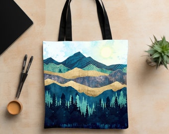 Abstract Forest Tote Bag: Designer Art Beach Bag