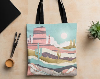 Boho Desert Sun Tote Bag: Southwest Landscape Art