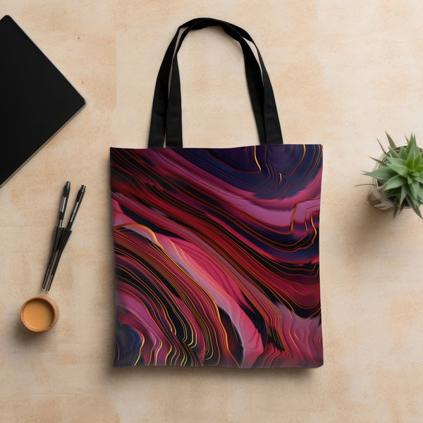 Modern Abstract Tote Bag, Bright Modern Bag, Artsy Contour Tote, Designer Bag, Unique Tote Bag,  "Plum Abstract" by SpaceFrog Designs