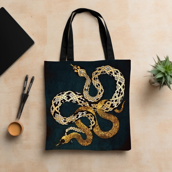 Snake Tote Bag, "Balance" by SpaceFrog Designs, Designer Shopping Bag, Abstract Snake Bag, Snake Art Tote Bag, Beach Bag, Nature Tote Bag