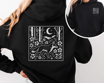 Forest Fox Hoodie - Cozy Woodland Animal Hoodie with Moon and Stars