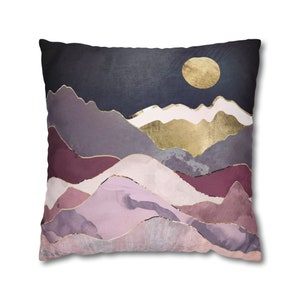 Abstract Mountain Pillow Cover, Raspberry Mountain Landscape Pillow Case, Boho Cushion Cover, &quot;Raspberry Dream&quot;, Modern Home Decor