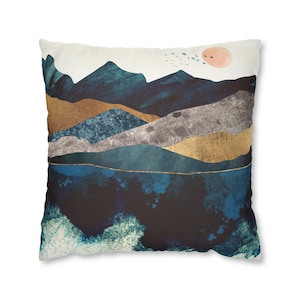 Square Pillow Cover , Mountain Throw Pillow, Decorative Throw Pillow Cover,  &quot;Blue Mountain Reflection&quot; by SpaceFrog Designs