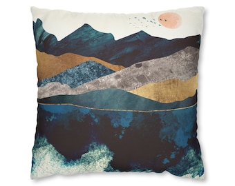 Mountain Reflection Pillow Cover: Abstract Landscape Art