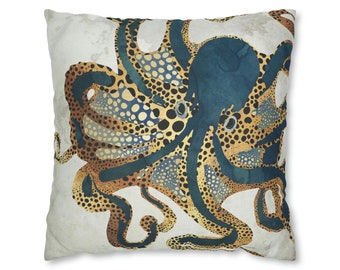 Abstract Octopus Pillow Cover: Beach Style Polyester Throw Pillow