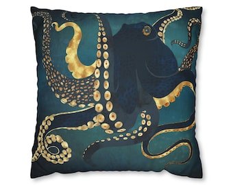 Abstract Octopus Pillow Cover: Metallic Accent Home Decor