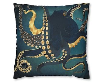 Metallic Octopus IV Pillow Cover by SpaceFrog Designs, Octopus Pillow Cover, Abstract Octopus, Octopus Home Accent, Octopus Decor