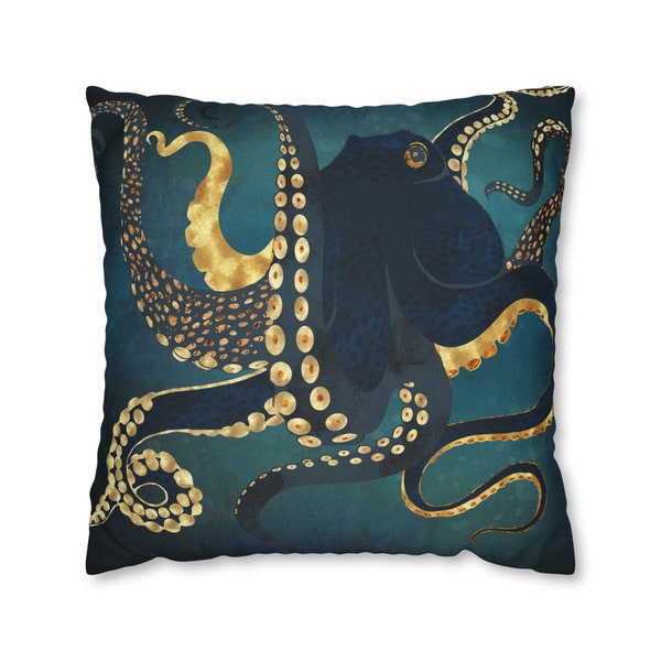 Metallic Octopus IV Pillow Cover by SpaceFrog Designs, Octopus Pillow Cover, Abstract Octopus, Octopus Home Accent, Octopus Decor