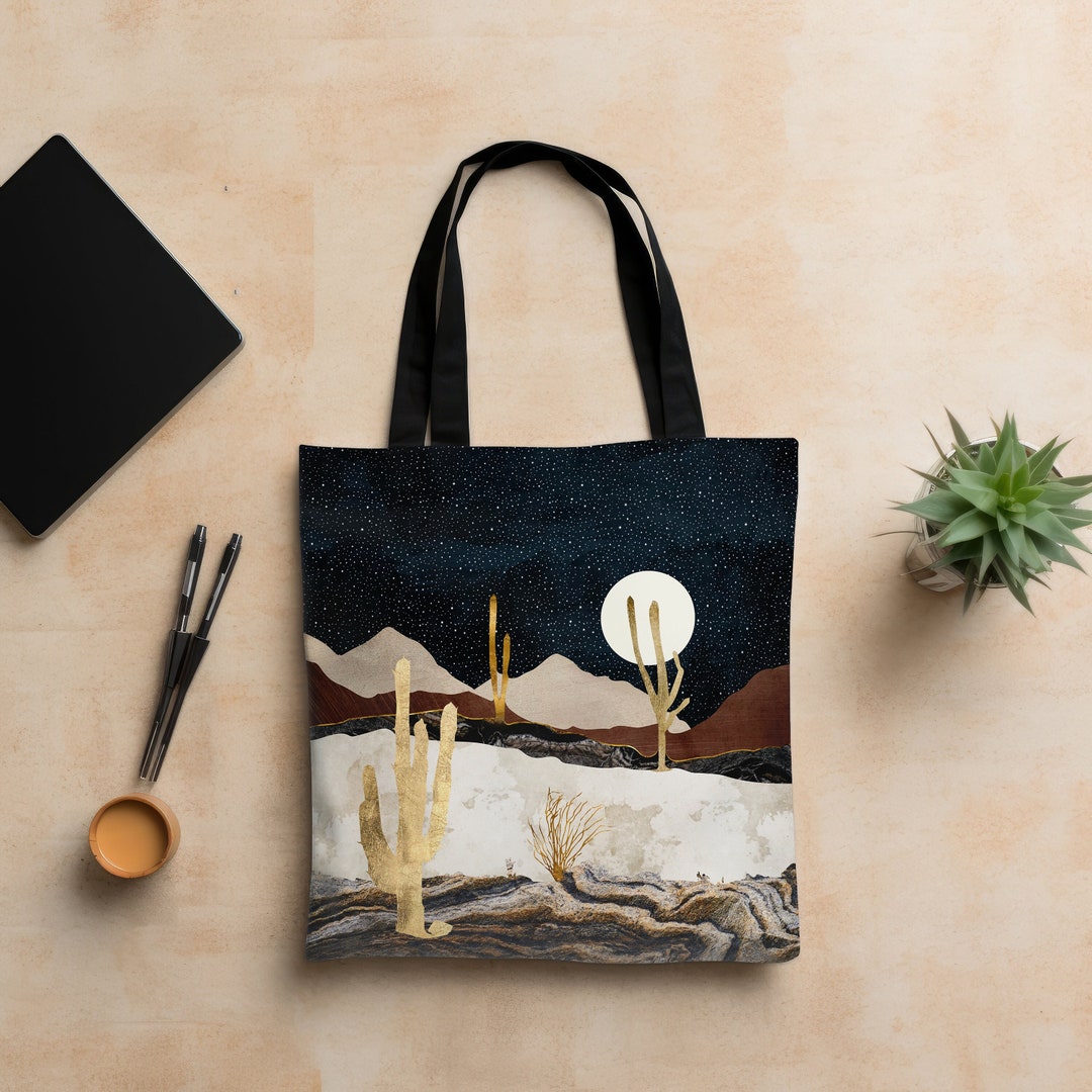 Desert Nightscape Tote Bag: Southwestern Art Beach Bag - Etsy