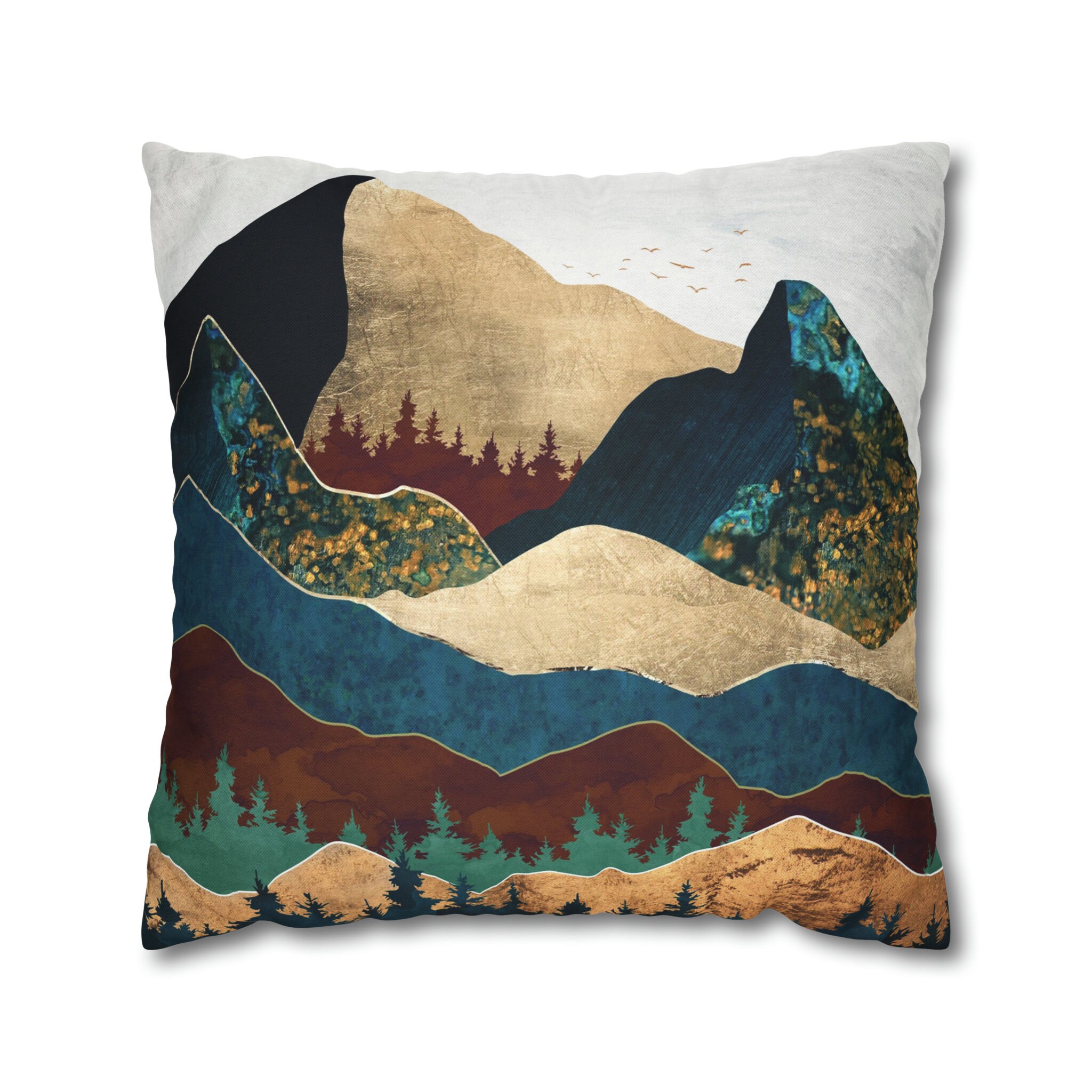 Mountain Landscape Pillow Cover: Abstract Nature Throw Pillow