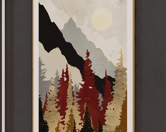 Autumn Forest Art Print: Rustic Fall Landscape Wall Decor