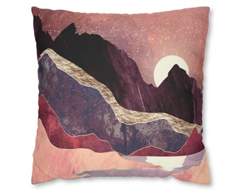 Blush Vista Mountain Pillow Cover: Abstract Landscape Art