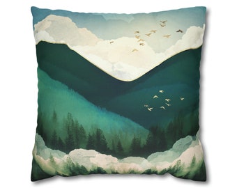 Square Pillow Cover , Abstract Landscape Throw Pillow, Decorative Throw Pillow Cover,  "Emerald Hills" by SpaceFrog Designs