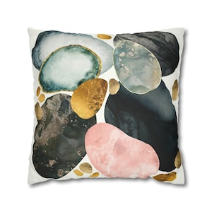 Abstract Pillow Cover, Modern Contemporary Decorative Square Throw Pillow Cover, &quot;Pebble Abstract&quot; by SpaceFrog Designs