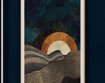 Gold and Silver Fields - Abstract Landscape Art Print