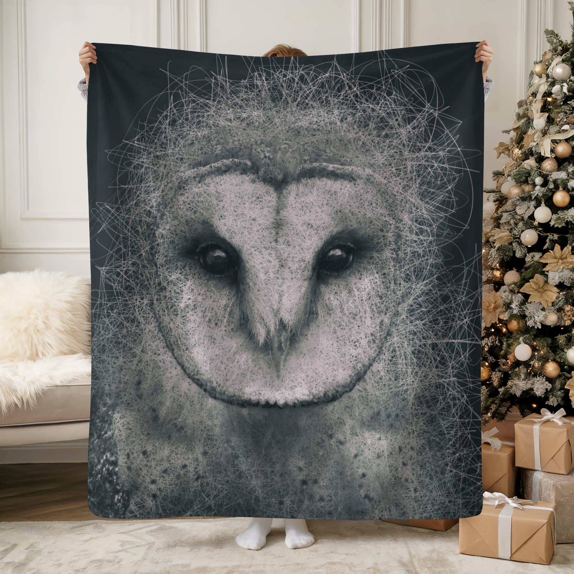 Wisdom Owl Sherpa Fleece Blanket - Cozy Nature Home Throw