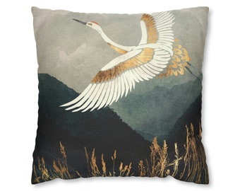 Elegant Flight Pillow Case by SpaceFrogDesigns, Decorative Pillow Cover, Throw/Toss Pillow Case, Accent Cushion, Crane Pillow, Bird Pillow