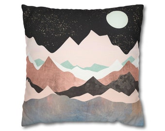 Pastel Mountain Pillow Cover: Abstract Nature Decorative Pillow