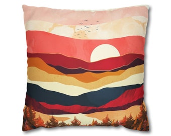 Retro Spring Landscape Pillow Cover: Modern Home Decor
