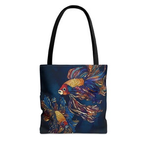 Abstract Betta Fish Tote Bag: Artsy Metallic Design image 2