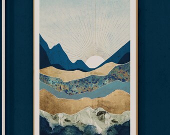 Abstract Mountain Landscape Art Print: Modern Room Decor