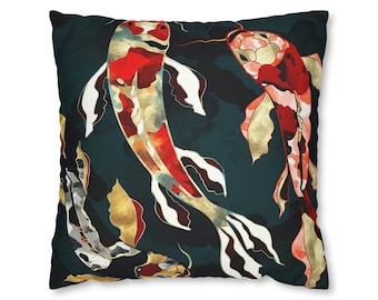 Metallic Koi Pillow Cover by SpaceFrog Designs, Abstract Fish Pillow, Koi Pillow Cover, Koi Art, Pond Style Pillow Cover, Koi Accent
