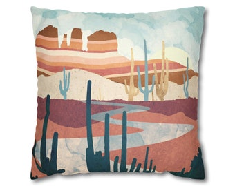 Square Pillow Cover , Abstract Desert Landscape Throw Pillow, Decorative Throw Pillow Cover,  "Desert Vista" by SpaceFrog Designs