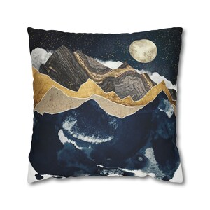 Winter Mountain Pillow Cover - Abstract Mountain Peak Decorative Throw Pillow Cover - "Midnight Winter" by SpaceFrog Designs