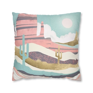 Decorative Square Pillow Desert Sun by SpaceFrog Designs, Desert Pillow Cover, Cactus Pillow Cover, Desert Scene decor