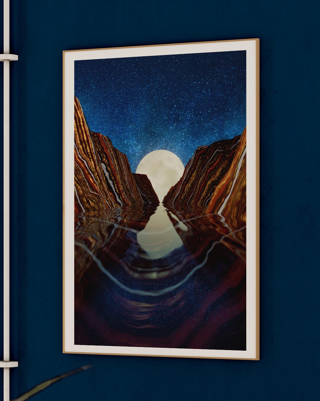 Moon Reflection Art Print: Abstract Mountain Lake Landscape - Etsy
