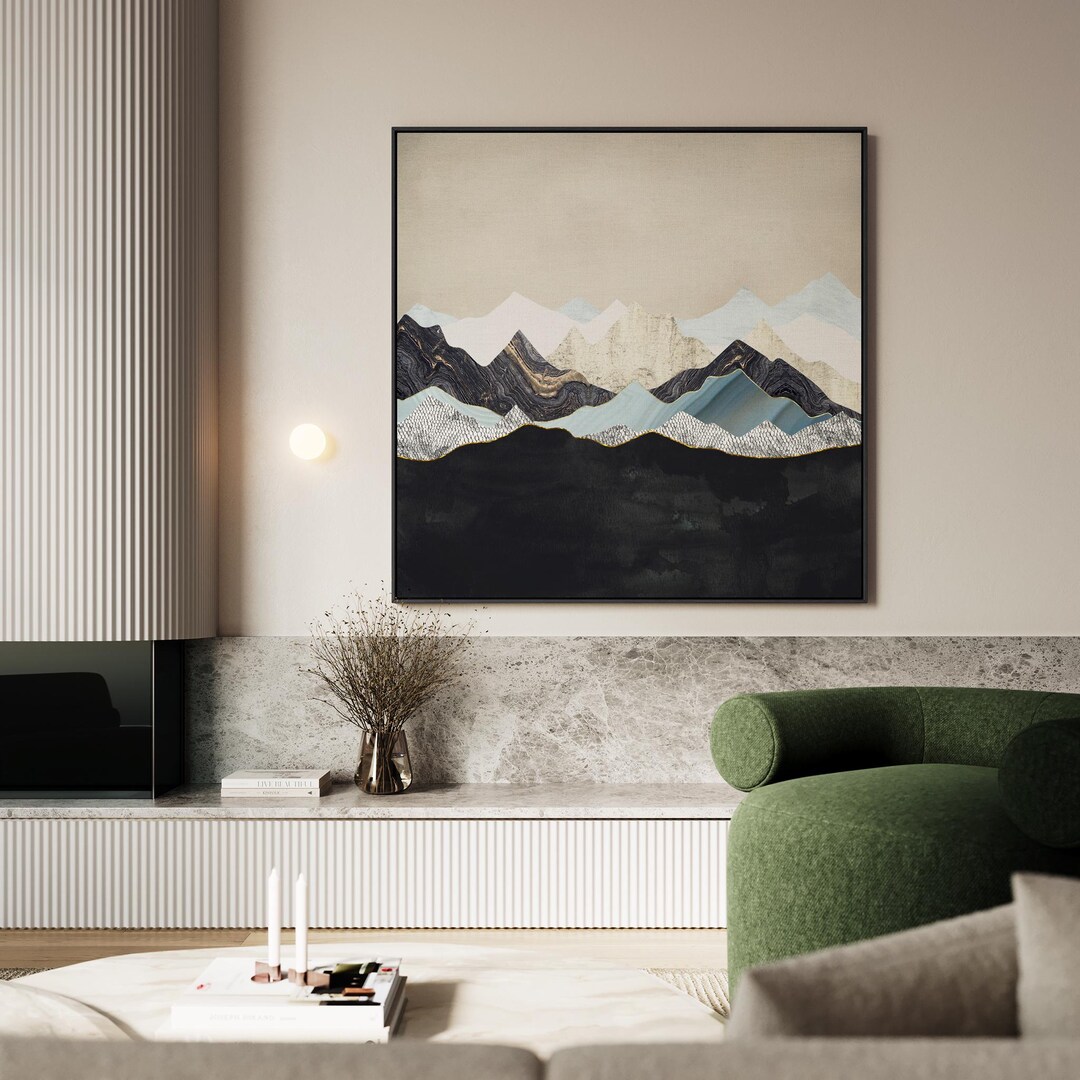 Minimalist Mountain Wall Art - Abstract Neutral Mountain Landscape ...