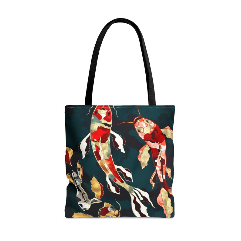 Koi Tote Bag, Abstract Fish Bag, Artsy Metallic Koi Tote, Fish Design Camping Carryall Bag, Metallic Koi by SpaceFrog Designs image 9