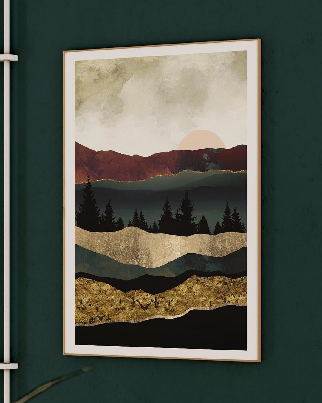 Early Autumn Art Print - Forest and Mountain Landscape, Warm Tones Wall ...