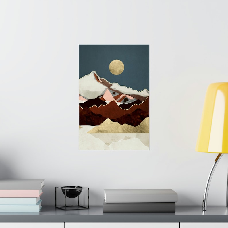 Abstract Mountain Landscape Art Print Modern Landscape Wall Etsy