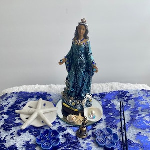 Yemaya Statue Altar Set| Orisha Yemaya Statue Altar Set| Altart para Diosa Yemaya | Yemoja Altar | Orisha Yemaya Statue |Yemaya Figurine
