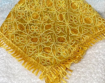Oshun Altar Scarf | Panuelo para Oshun Altar Decoration|Finely Embroidered Scarf to Oshun Altar Offering| |  Religion Yoruba| Ifa | Santeria