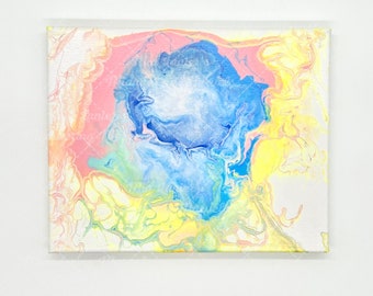 Springtime Colors Acrylic Fluid Art on 8x10 Stretched Canvas