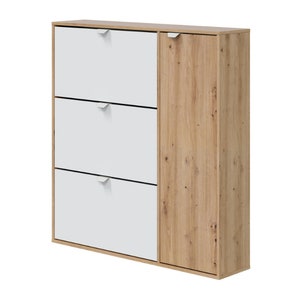 OM-PDD Mueble Zapatero Blanco y Madera, zapateros Baratos