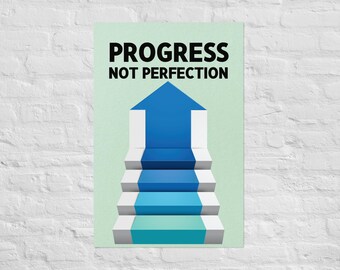 Progress Not Perfection Poster – Minimalist Wall Art for Office or Home Décor