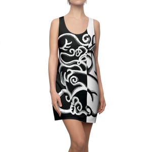 Women&#39;s Abstract Black & White Racerback Dress