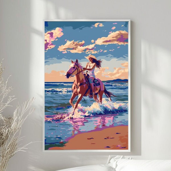 Coastal cowgirl wall art, western feminine wall Art Print, home decor, printable wall art, Printable Instant download art.