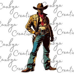 african american western clip art bundle, watercolor vintage and retro styled illustrations, digital prints for instant digital download.
