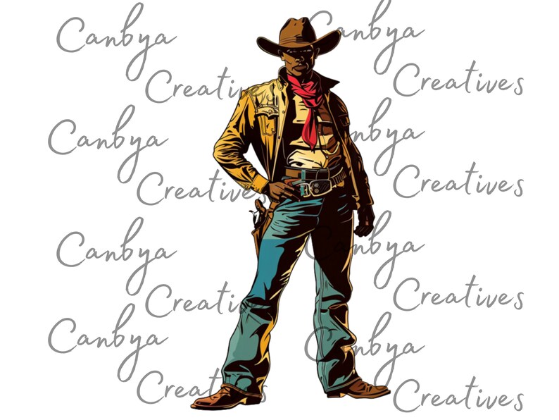 african american western clip art bundle, watercolor vintage and retro styled illustrations, digital prints for instant digital download.