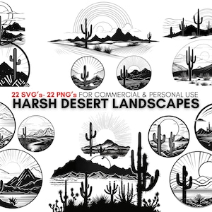 Desert landscapes, cactus svg 's & png 's clipart, 22 mountain svg 's landscapes, 22 mountain png' s, dgital prints.