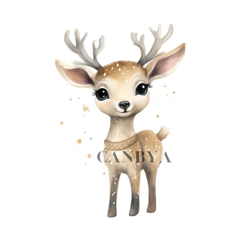 13 Watercolor Little Reindeer Svg Png Cliparts, Christmas Santas ...