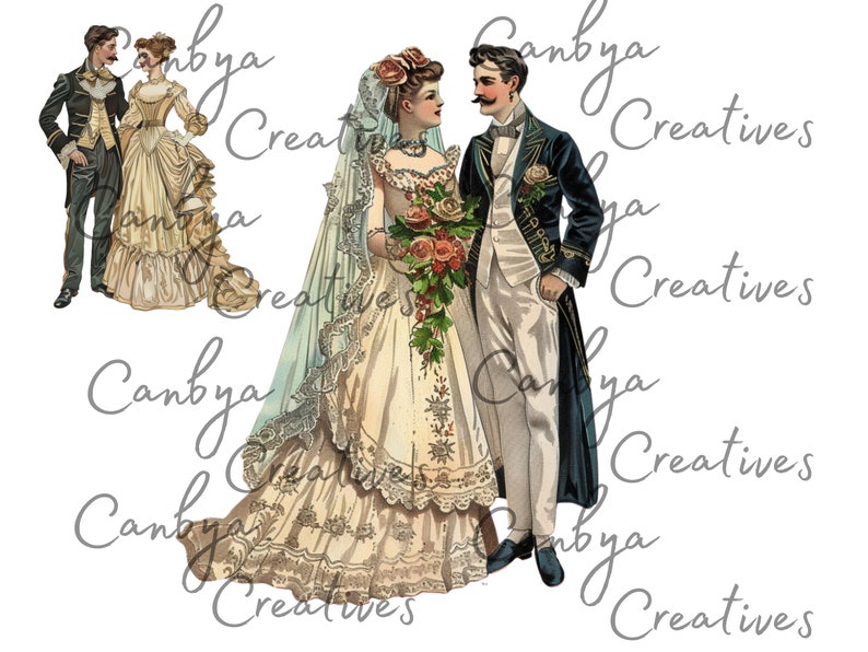 Watercolor Victorian Wedding Svg Png Clipart, Elegant Vinatge Styled ...